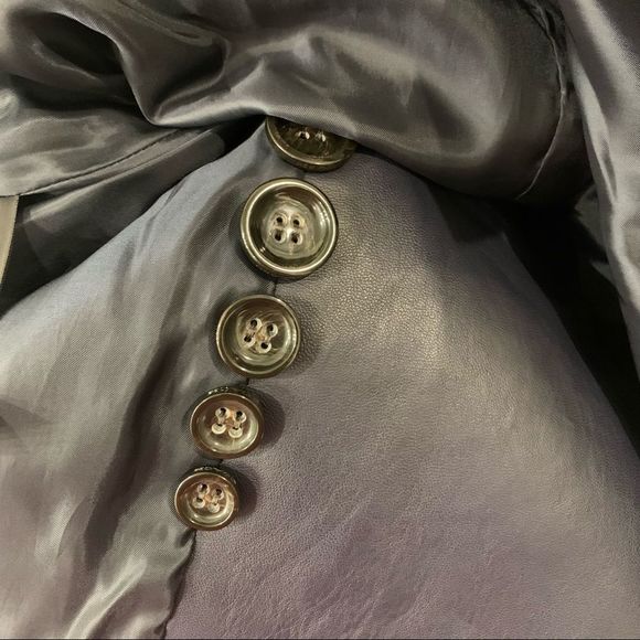 Coach F86122 Womens Lamb Leather Trench Coat Belted Lined Jacket Navy blue XS - Picture 7 of 7